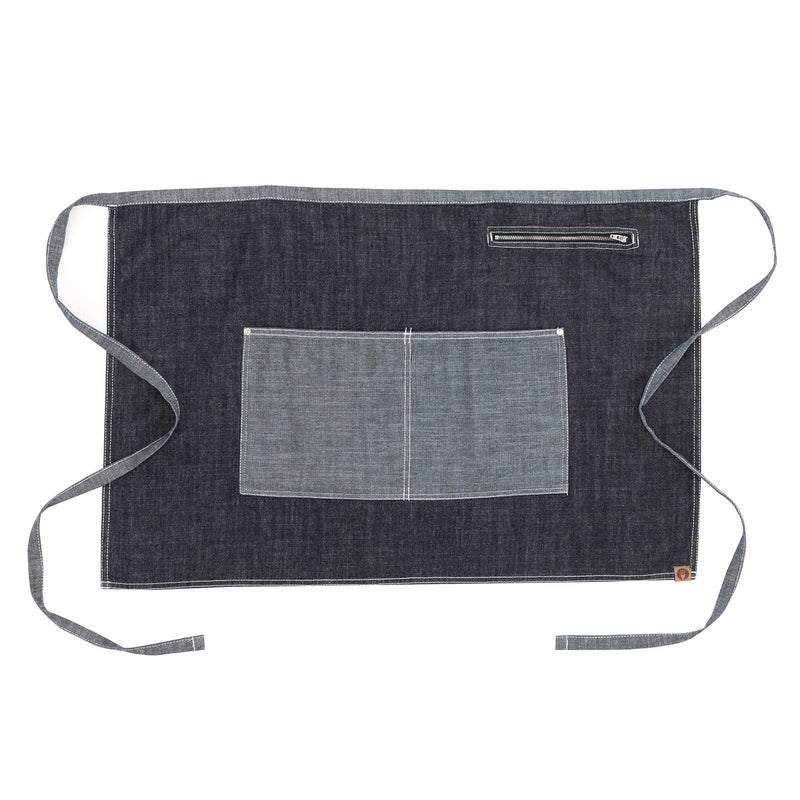 Chef Works Unisex Manhattan Half Bistro Apron, Indigo Blue, One Size - Image 5